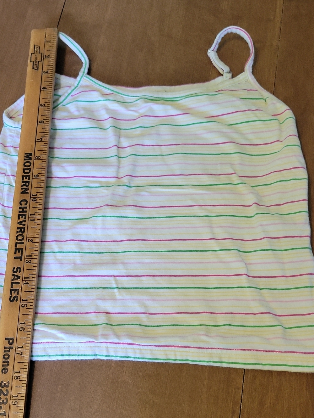 Faded Glory Girls White Tank Top with Pink, Yellow & Green Stripes